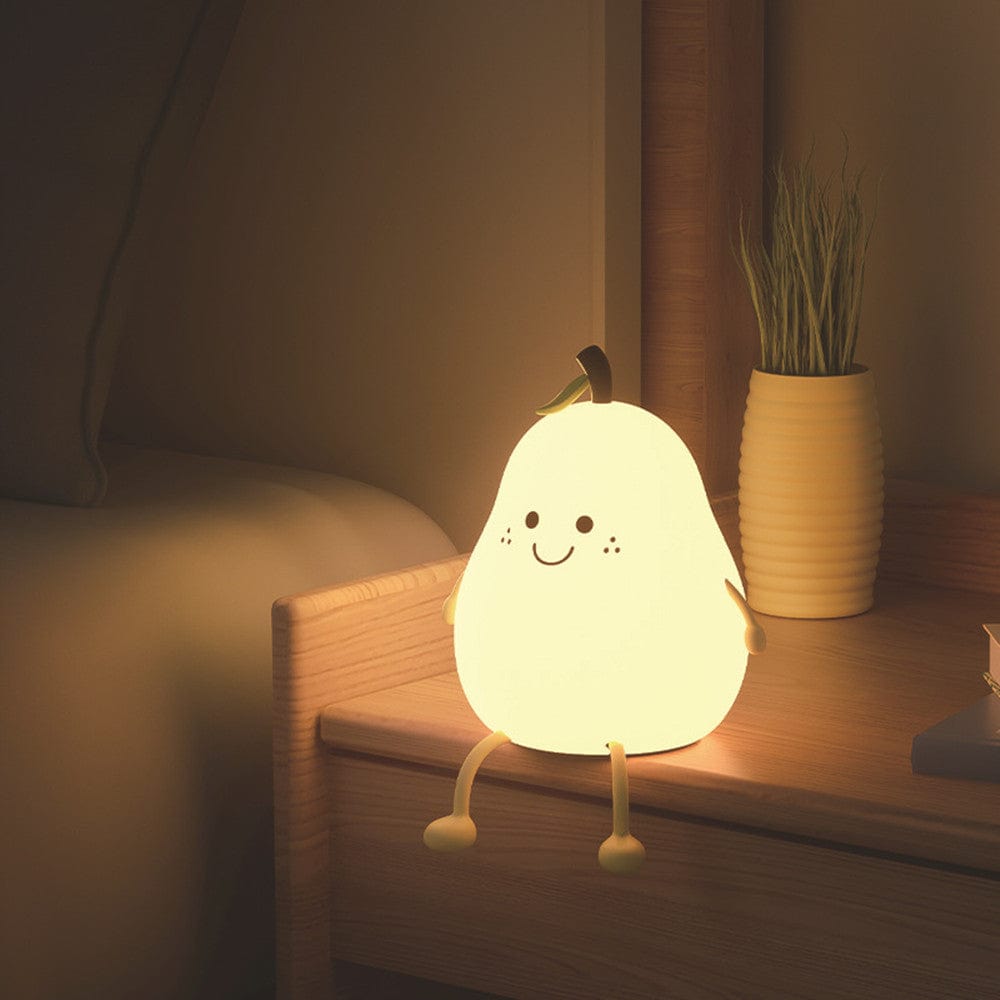 myhomenow.ch Kinder As shown / USB LED Pear Fruit Night Light USB Rechargeable Dimming Touch Silicone Table Lamp Bedroom Bedside Decoration Couple Gift Boby Light