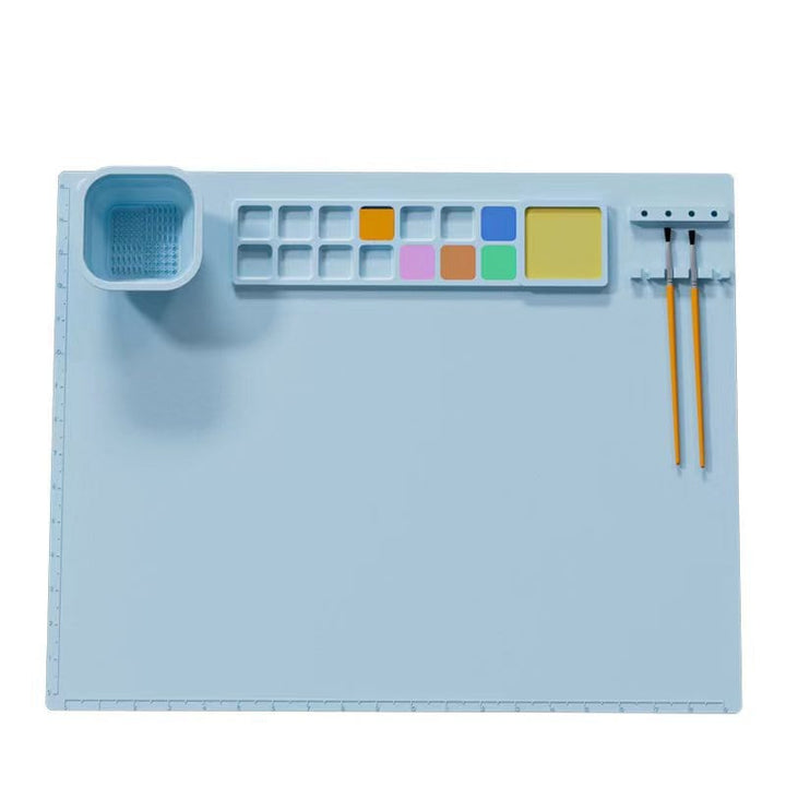 myhomenow.ch Kinder Blue Handmade Erasable Washable Plastic Silicone Palette Children's Painting Mat