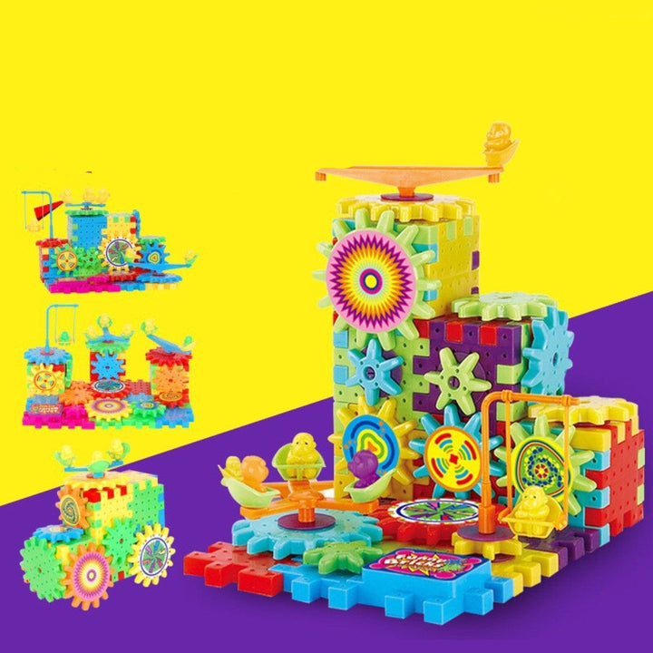 myhomenow.ch Kinder Colorful Electric Gears 3D Model Building Kits Plastic Brick Blocks Educational Toys for Kids