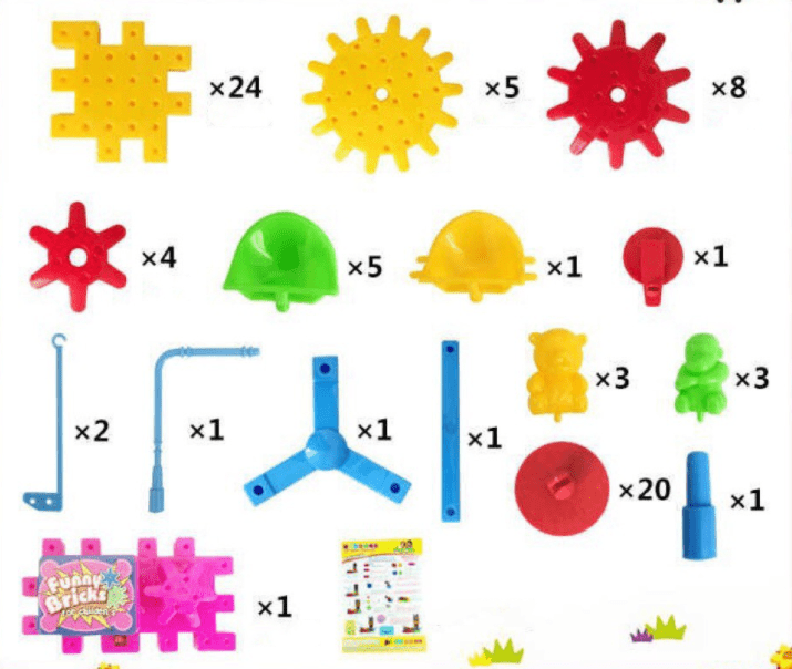 myhomenow.ch Kinder Colorful Electric Gears 3D Model Building Kits Plastic Brick Blocks Educational Toys for Kids