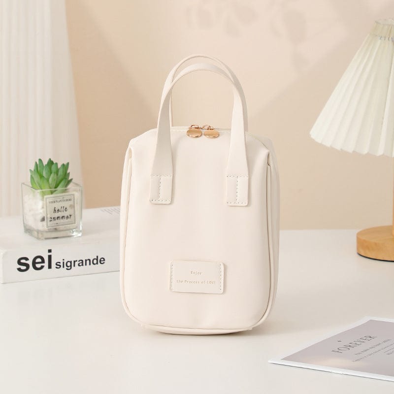 myhomenow.ch Kleidung White Handle-top Cosmetic Bag Ins Fashion Shell-shaped Handbag Toiletry Bags Travel High Capacity Portable Storage Make Up Bag